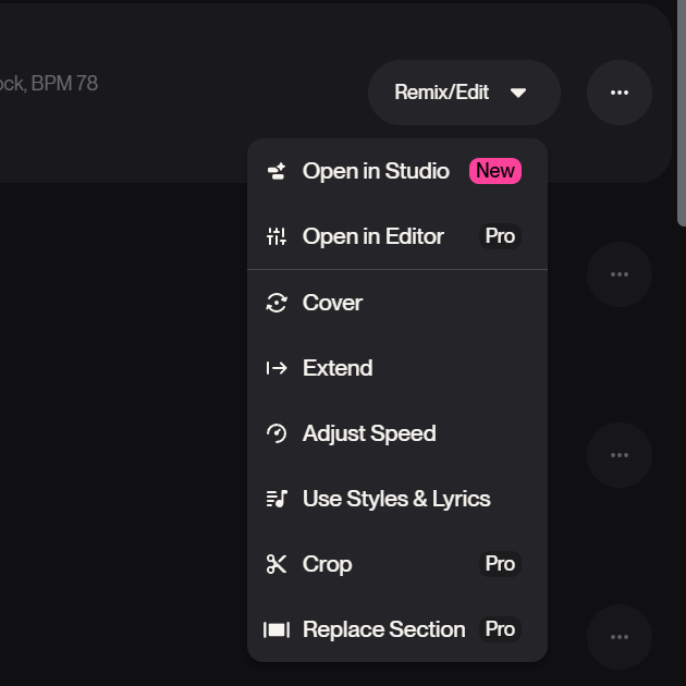 Remix/Editメニュー