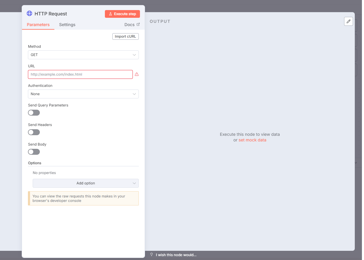 HTTP Request設定画面